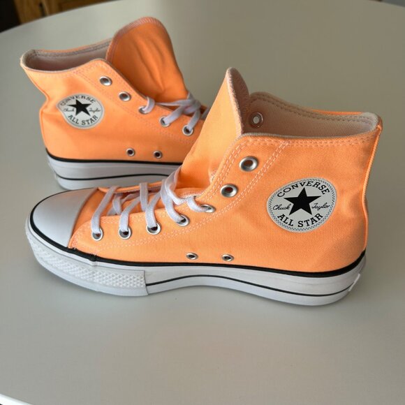 Converse Womens 8.5 Chuck Taylor All Star Lift Hi Peach Orange Platform Sneakers - Picture 5 of 10
